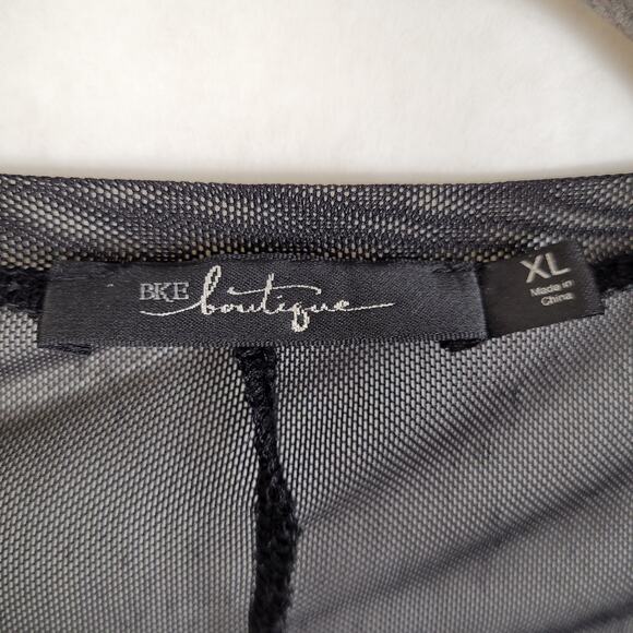 BKE Boutique sheer black lace long sleeved top XL goth fairy grunge regencycore - Picture 3 of 8